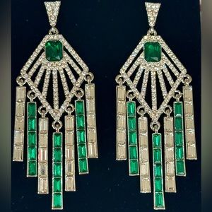 Vince Camuto Chandelier Earring Sterling Silver Green
